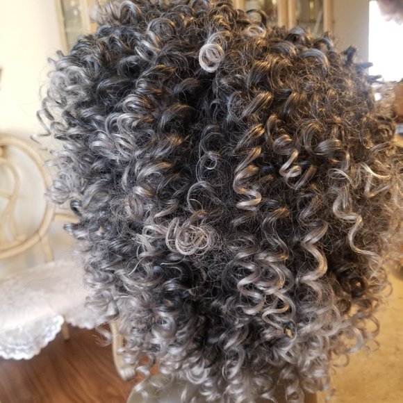 READY to Ship Today- Gray Black Afro Big Curly Full Wig!! main image 6